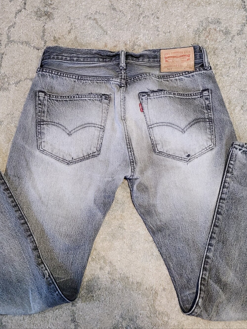Vintage Levi’s 501 Button Fly Distressed Gray Jeans 31x30